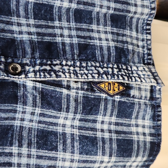 THE ORIGINAL LOCOMOTIVE INDIGO PLAID SHIRT - Picture 3 of 5
